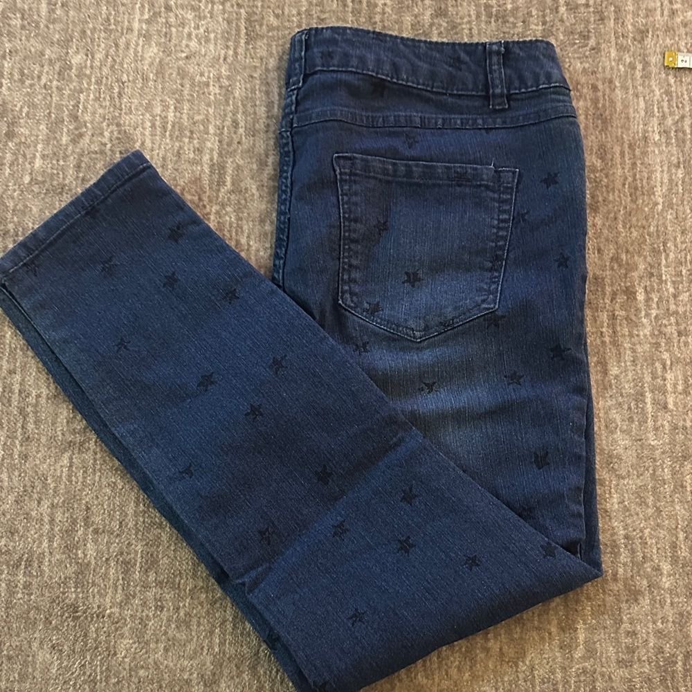 Artisan Ny Blue Star-Patterned Ankle Jeans
